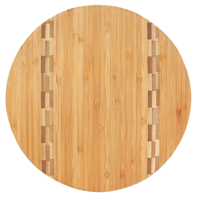 Personalized Round Bamboo Cutting Board with Butcher Block Inlay - Wedding Gifts - 9.75 inches - Lazerworx