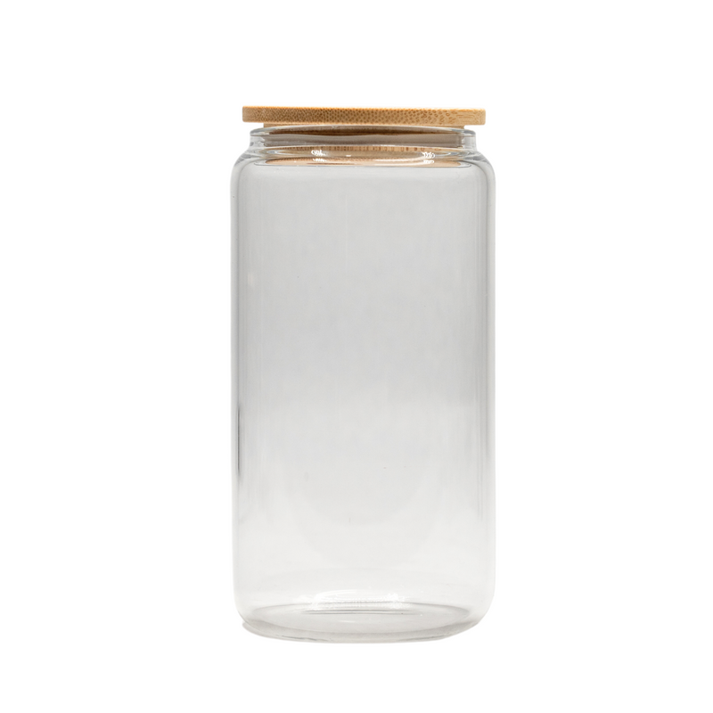 Personalized 16 oz. Glass Can with Bamboo Top and Straw -  - Completeful