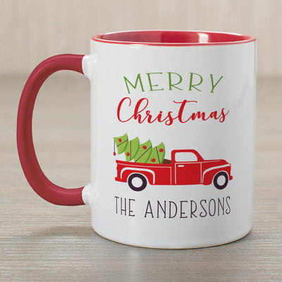 Personalized Red Truck Christmas Coffee Mug -  - Gifts For You Now