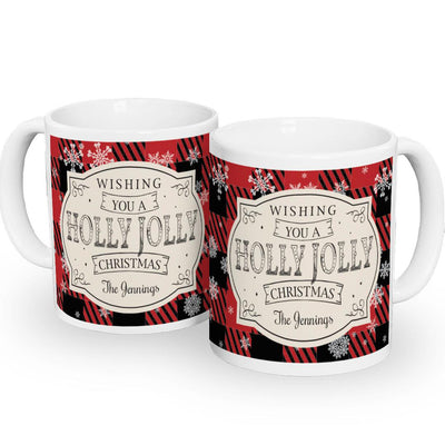 Personalized Holly Jolly White Ceramic Mug -  - Gifts For You Now