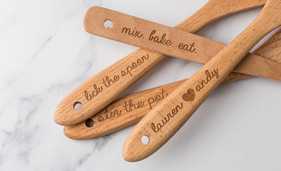 Personalized Four-Piece Beechwood Kitchen Utensil Set