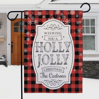 Personalized Holly Jolly Garden Flag - Print One Side - Gifts For You Now
