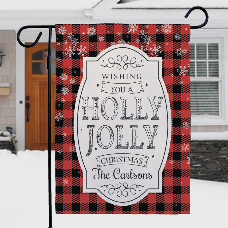 Personalized Holly Jolly Garden Flag - Print One Side - Gifts For You Now