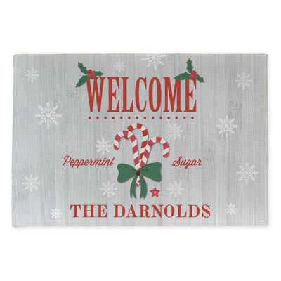 Personalized Candy Cane Fleece Doormat -  - Gifts For You Now