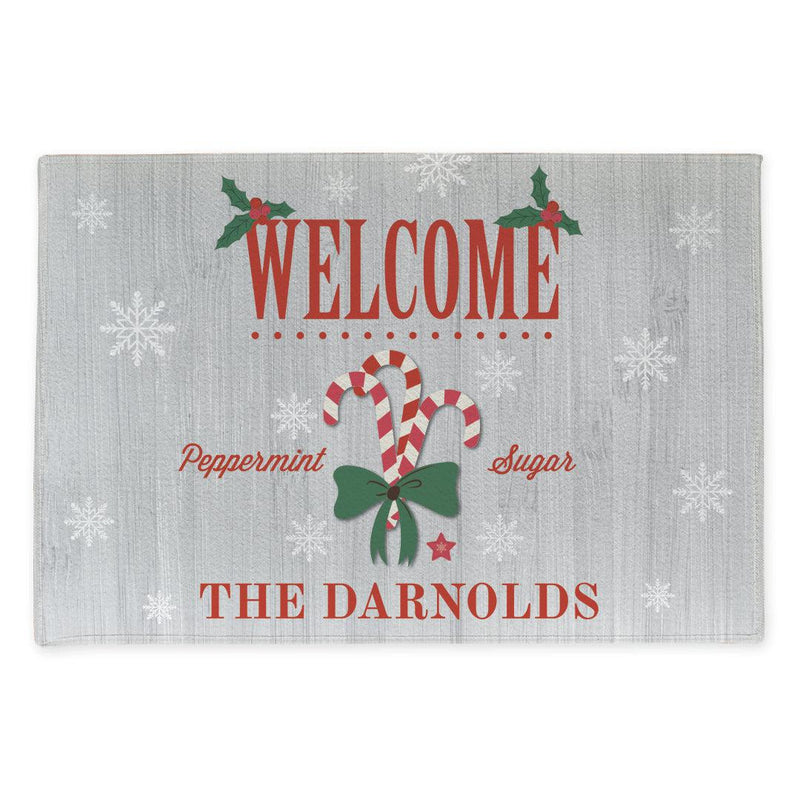 Personalized Candy Cane Fleece Doormat -  - Gifts For You Now