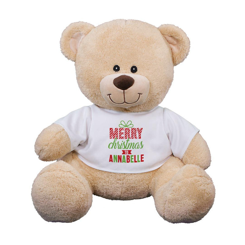 Personalized Merry Christmas Plush Sherman Bear -  - Gifts For You Now