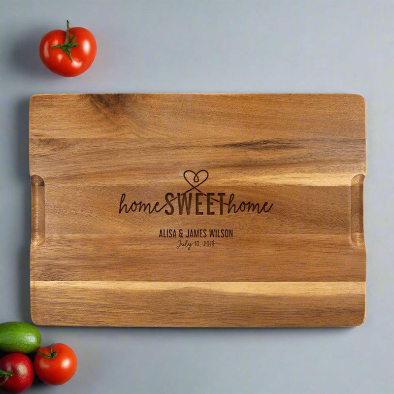 Personalized Acacia Wood/Slate Cutting Board - - Lazerworx