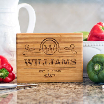 Personalized Bamboo Cutting Board 6x8 (Single Tone) - Modern Collection
