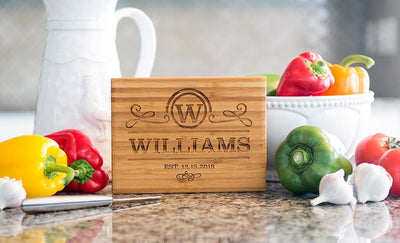 Personalized Bamboo Cutting Board 6x8 (Single Tone) - Modern Collection