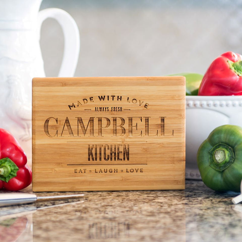 Personalized Bamboo Cutting Board 6x8 (Single Tone) - Modern Collection