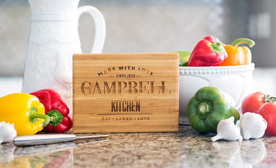 Personalized Bamboo Cutting Board 6x8 (Single Tone) - Modern Collection