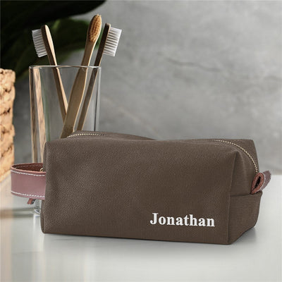 Personalized Embroidered Name Canvas Dopp Kit