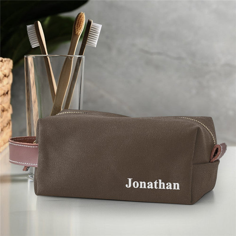 Personalized Embroidered Name Canvas Dopp Kit
