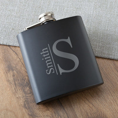 Personalized Matte Black Flask - Modern - JDS