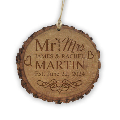 Personalized Mr and Mrs Wood Ornament -  - Gifts For You Now