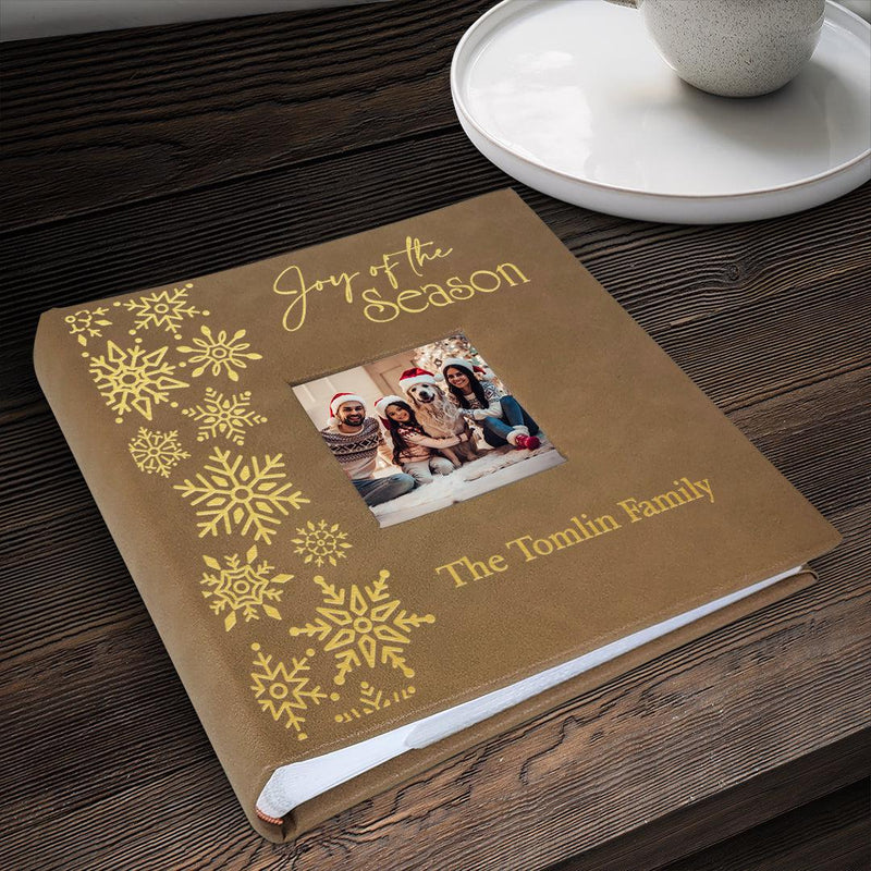 Personalized Joy of the Season Brown Leatherette Photo Album -  - Gifts For You Now