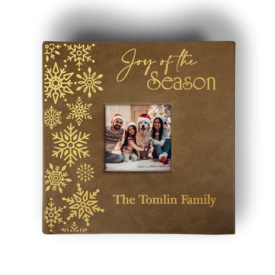 Personalized Joy of the Season Brown Leatherette Photo Album -  - Gifts For You Now
