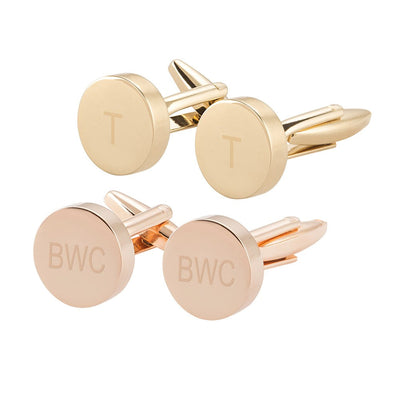Personalized Laser Engraved Initials Round Cufflinks