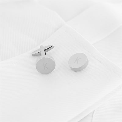 Personalized Laser Engraved Initials Round Cufflinks