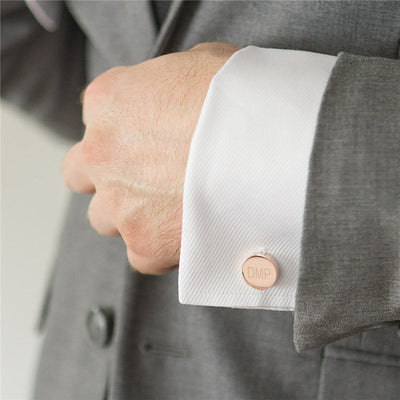 Personalized Laser Engraved Initials Round Cufflinks