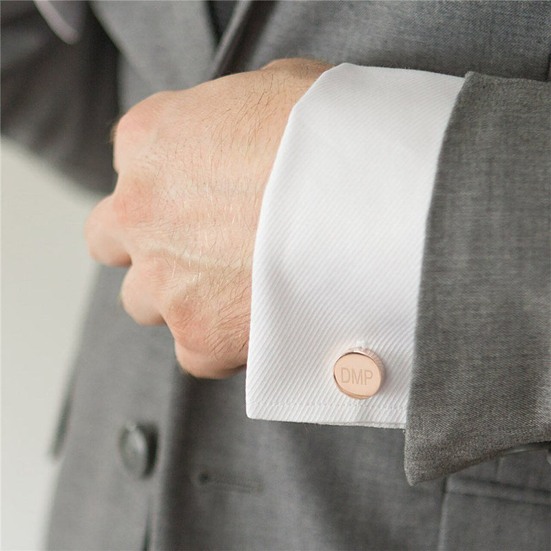Personalized Laser Engraved Initials Round Cufflinks
