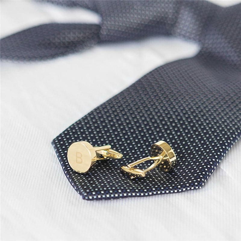 Personalized Laser Engraved Initials Round Cufflinks