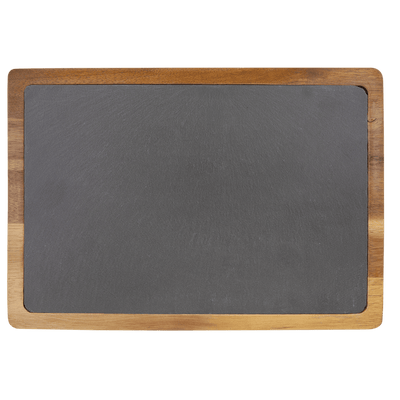 Personalized Acacia Wood/Slate Cutting Board - Front - Lazerworx