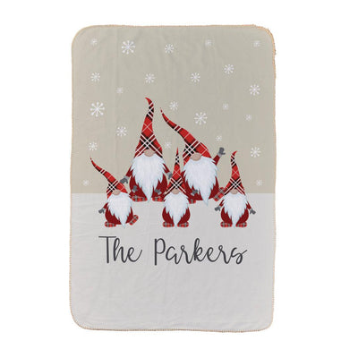 Personalized Plaid Gnome Family Sherpa Blanket -  - Gifts For You Now