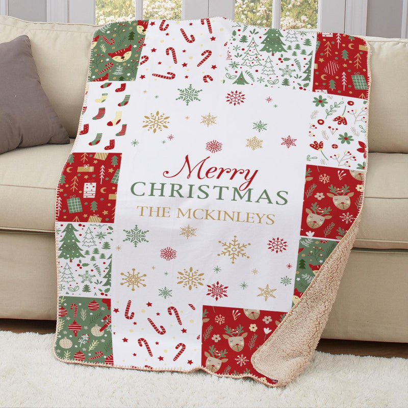 Personalized Christmas Family Sherpa Blanket -  - Gifts For You Now