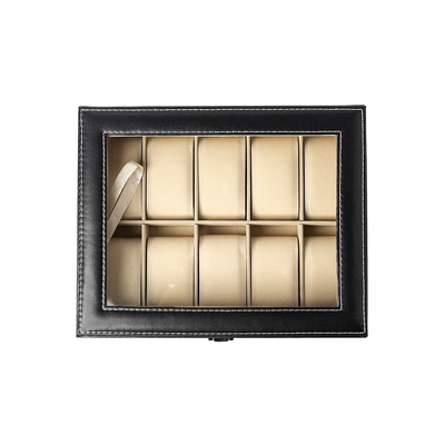 Personalized Leather Watch Box- Black - Monogrammed