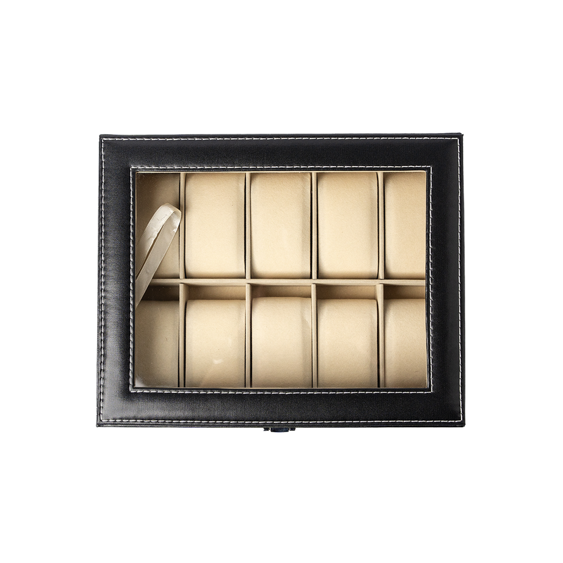 Personalized Leather Watch Box- Black - Monogrammed