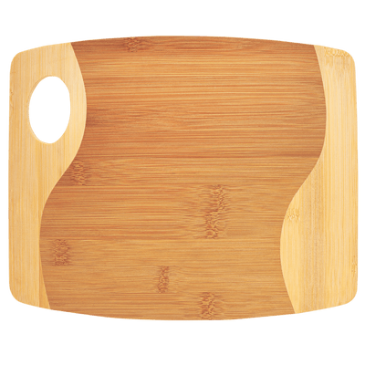 Personalized Bamboo Two Tone Cutting Board with Handle - - Lazerworx