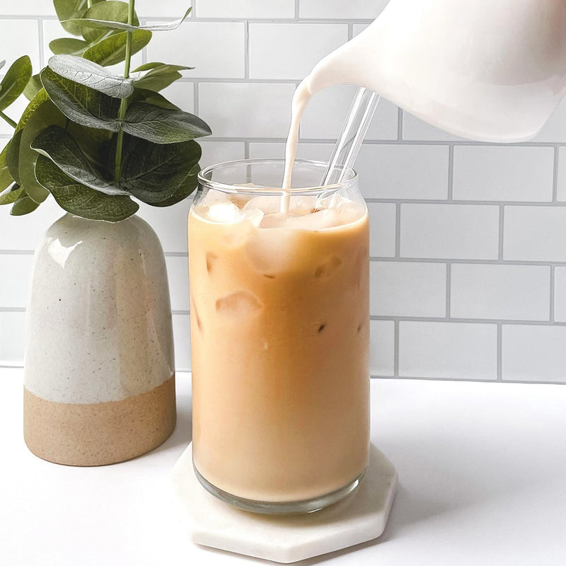 Personalized 16 oz. Glass Can with Bamboo Top and Straw -  - Completeful