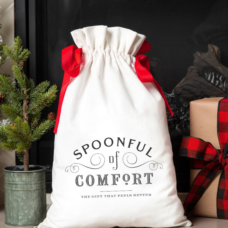 Spoonful Of Comfort - Small Red Drawstring Santa Bag - $8.75