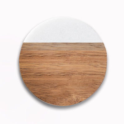 Personalized Marble And Acacia Coaster Set-Set of 4