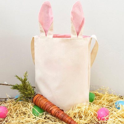 Personalized Bunny Tote Bags - Printed - Pink - Wingpress Designs