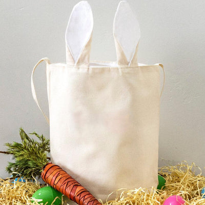 Personalized Bunny Tote Bags - Printed - White - Wingpress Designs