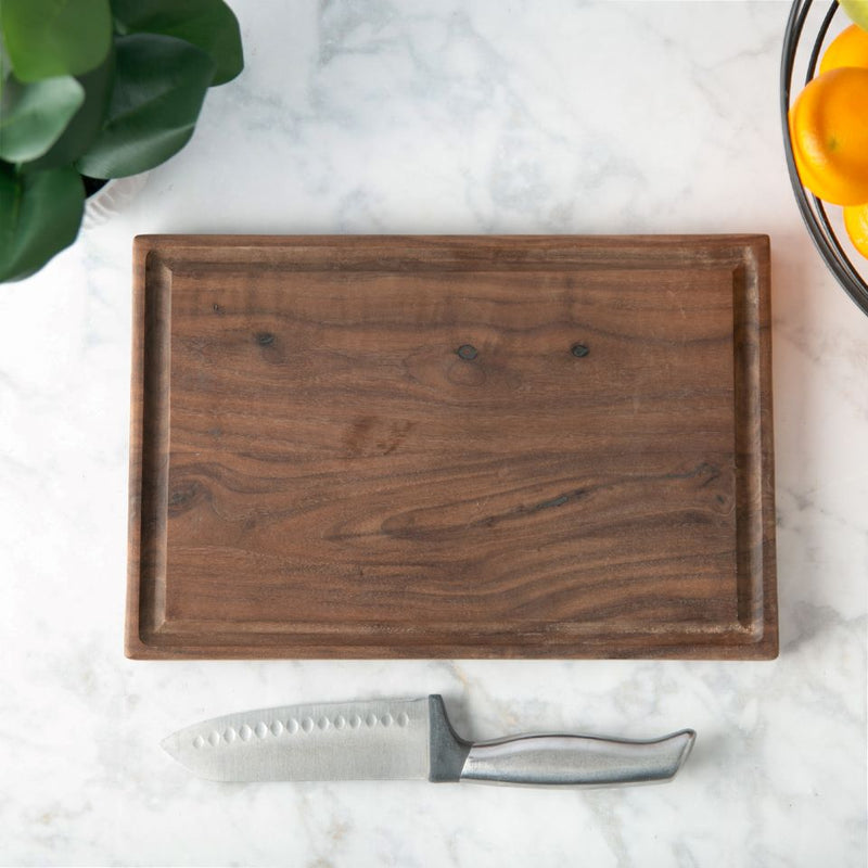 Personalized 8x12 Walnut Cutting Boards with Juice Grooves - Monogram