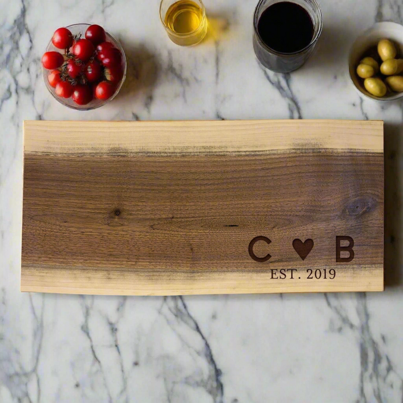 Personalized Black Walnut Cutting and Charcuterie Board - - Lazerworx