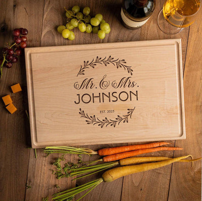 Personalized 11x17 Rectangle Cutting Board with Grooves
