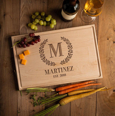 Personalized 11x17 Rectangle Cutting Board with Grooves