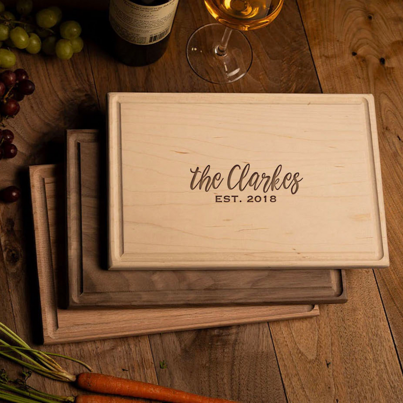 Personalized 11x17 Rectangle Cutting Board with Grooves