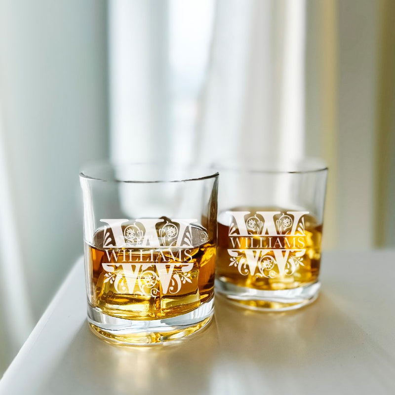 Personalized Lowball Whiskey Glasses - Old Fashioned Glass Set