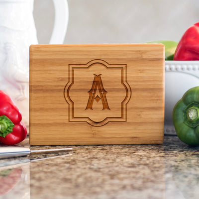 Personalized Bamboo Cutting Board 6x8 (Single Tone) - Monogram Initial