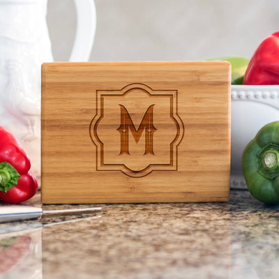 Personalized Bamboo Cutting Board 6x8 (Single Tone) - Monogram Initial