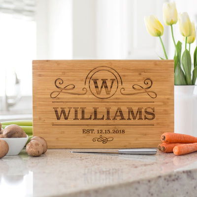 Personalized Bamboo Cutting Board 11x17 - Modern Collection