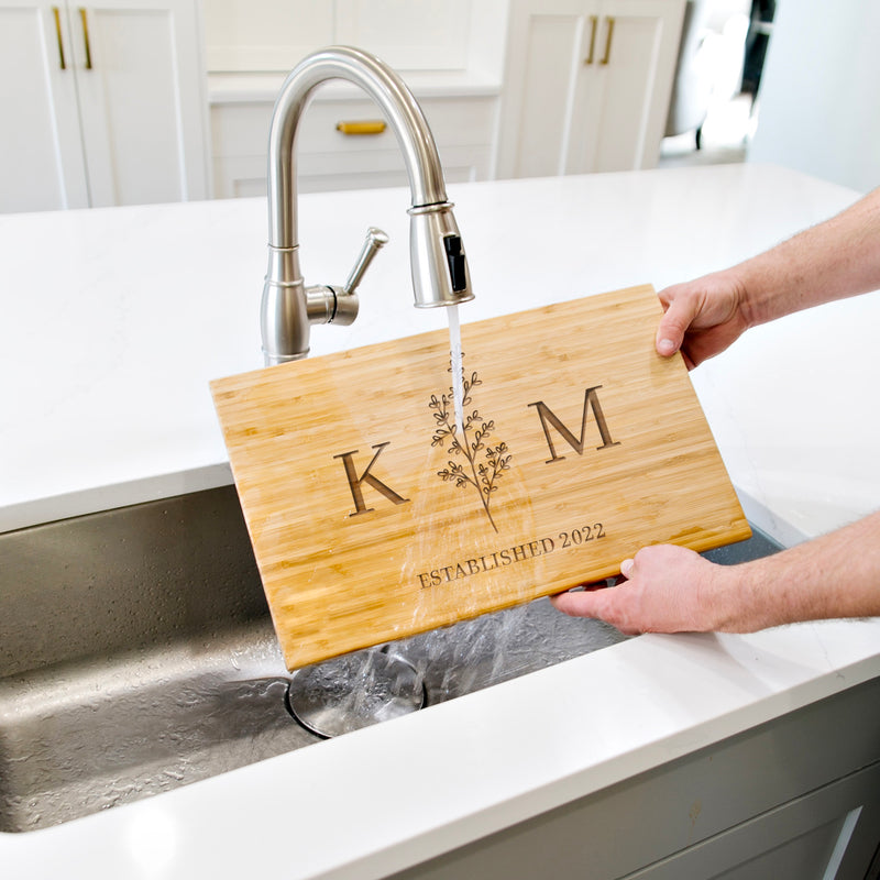 Personalized Bamboo Cutting Board 11x17 - Modern Collection