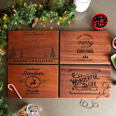Personalized 10x15 Christmas Mahogany Cutting Boards