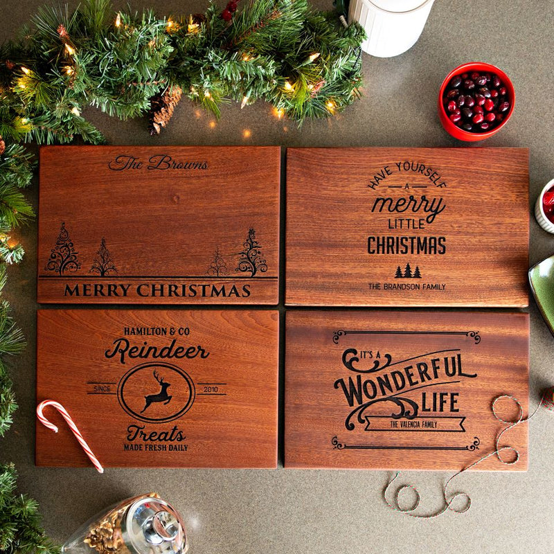 Personalized 10x15 Christmas Mahogany Cutting Boards