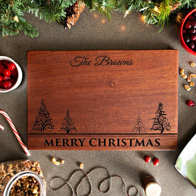 Personalized 10x15 Christmas Mahogany Cutting Boards
